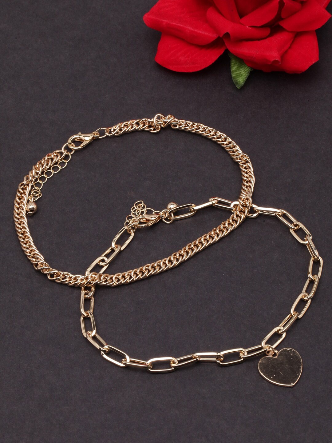 

DressBerry Set Of 2 Gold-Plated Anklets