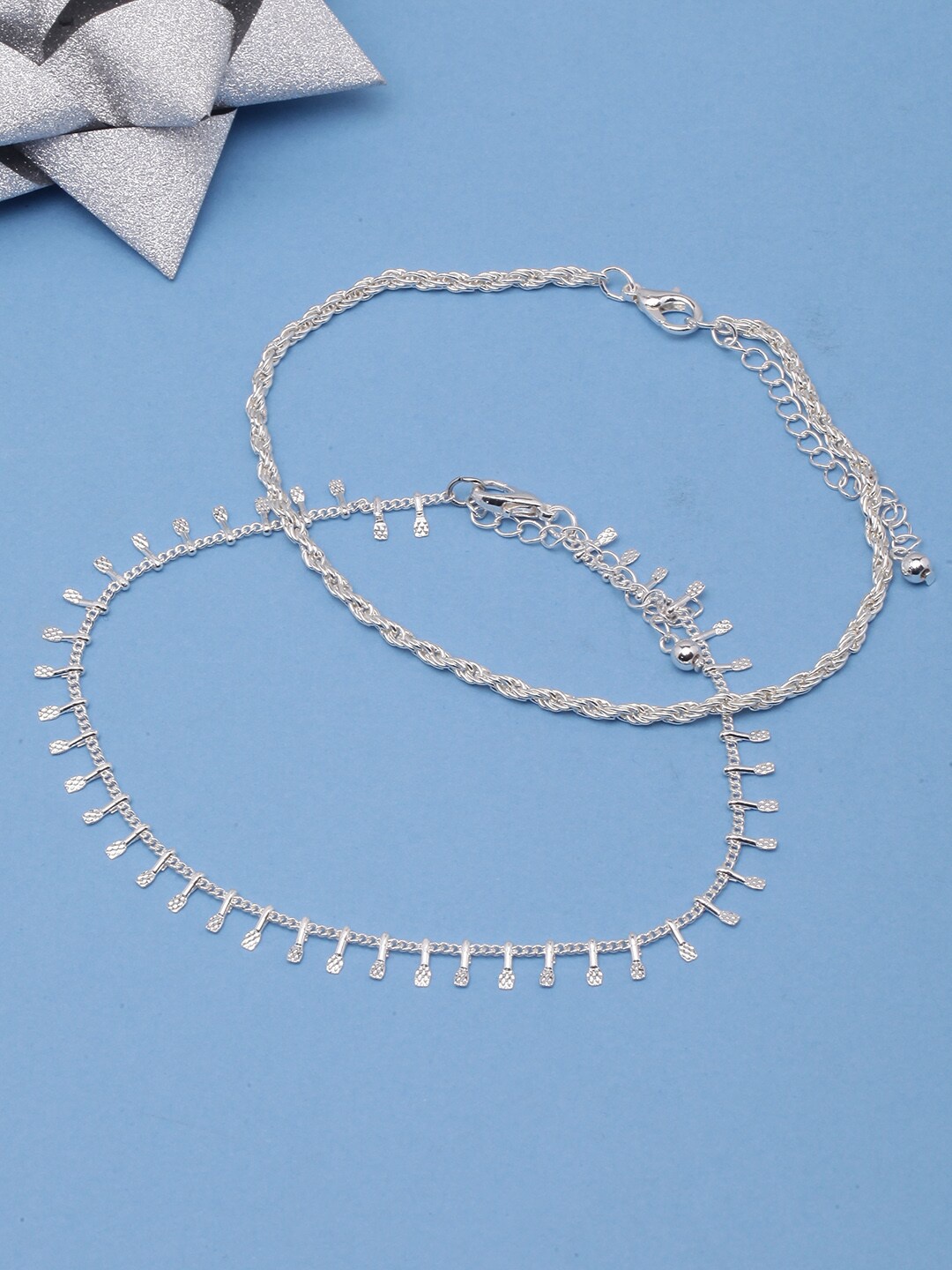 

DressBerry Set Of 2 Silver-Plated Anklets