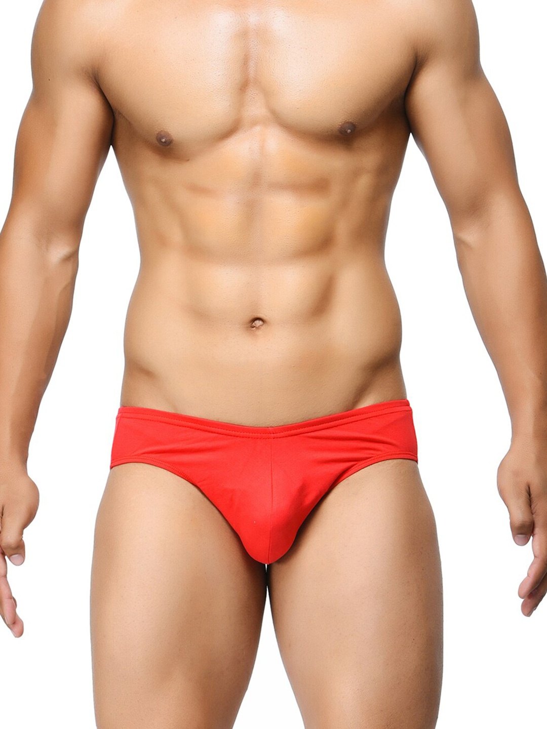 

BASIICS by La Intimo Men Mid-Rise Basic Briefs, Red