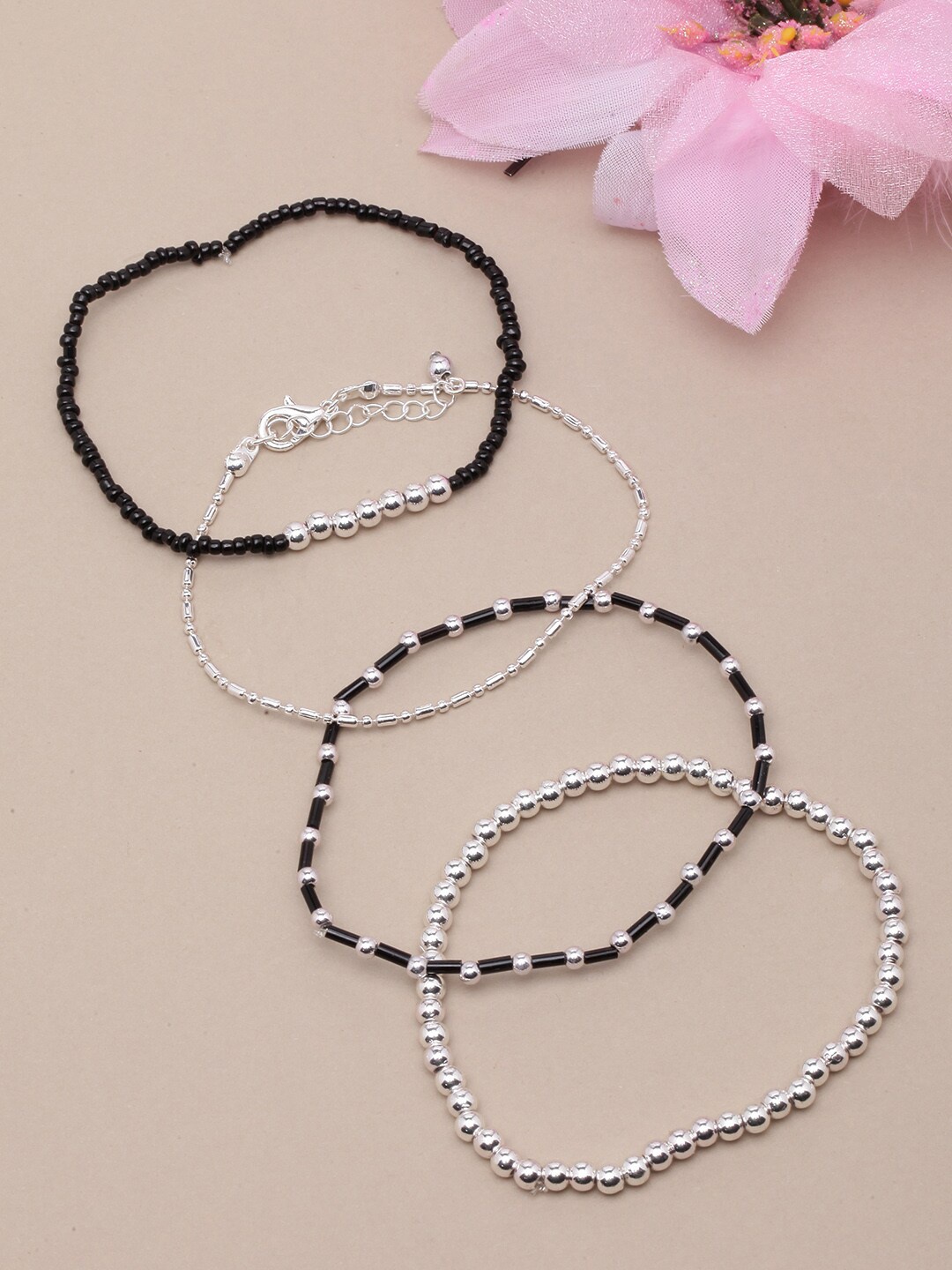 

DressBerry Set Of 4 Silver-Plated Elasticated Bracelets