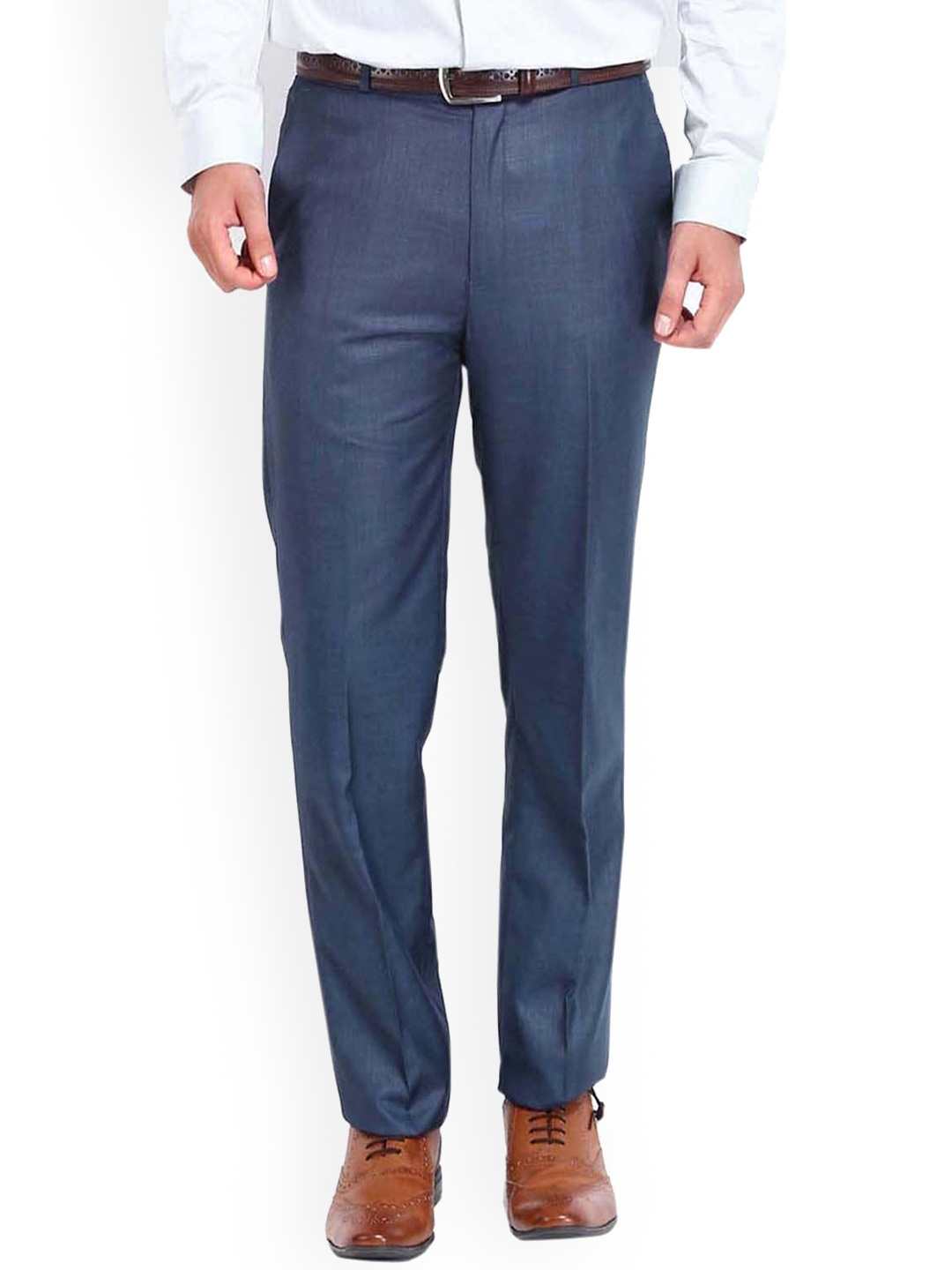 

AD & AV Men Mid-Rise Easy Wash Formal Trousers, Blue