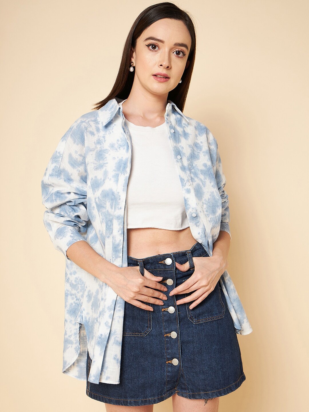 

High Star oversized tye dye pint Cotton Casual Shirt, Blue