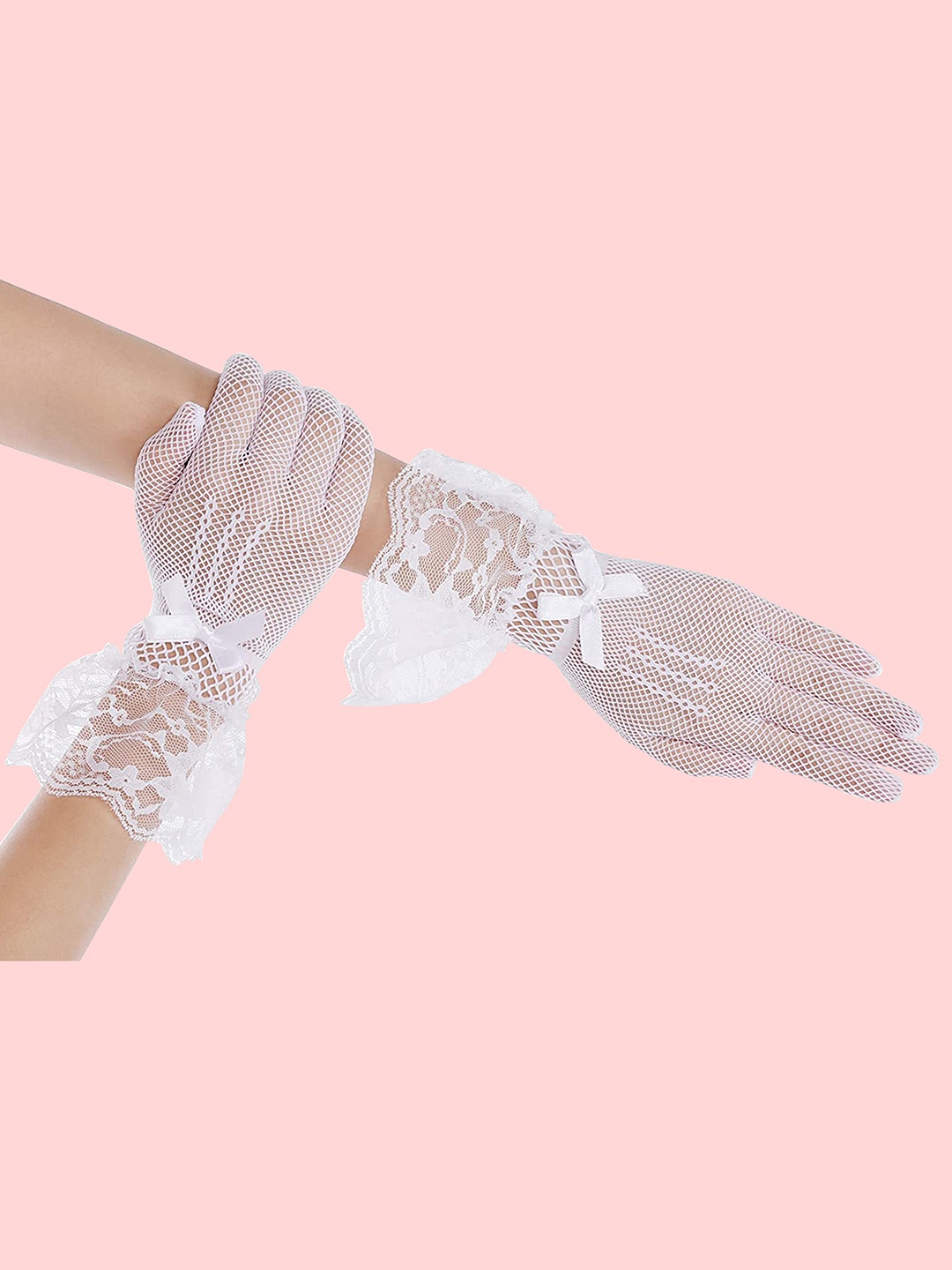 

COLOR STYLE Women Patterned Hand Gloves, White