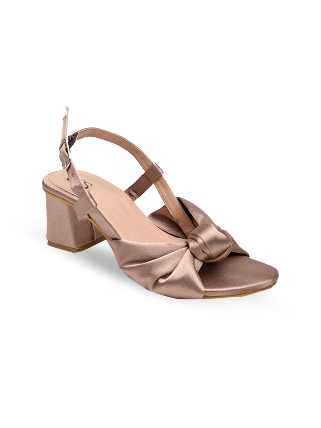 

Street Style Store Block Sandals with Buckles, Rose gold