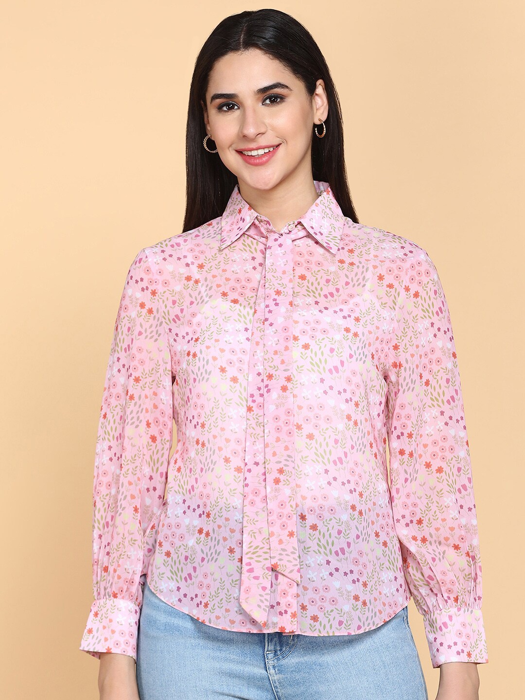 

aturabi Comfort Floral Printed Casual Shirt, Pink