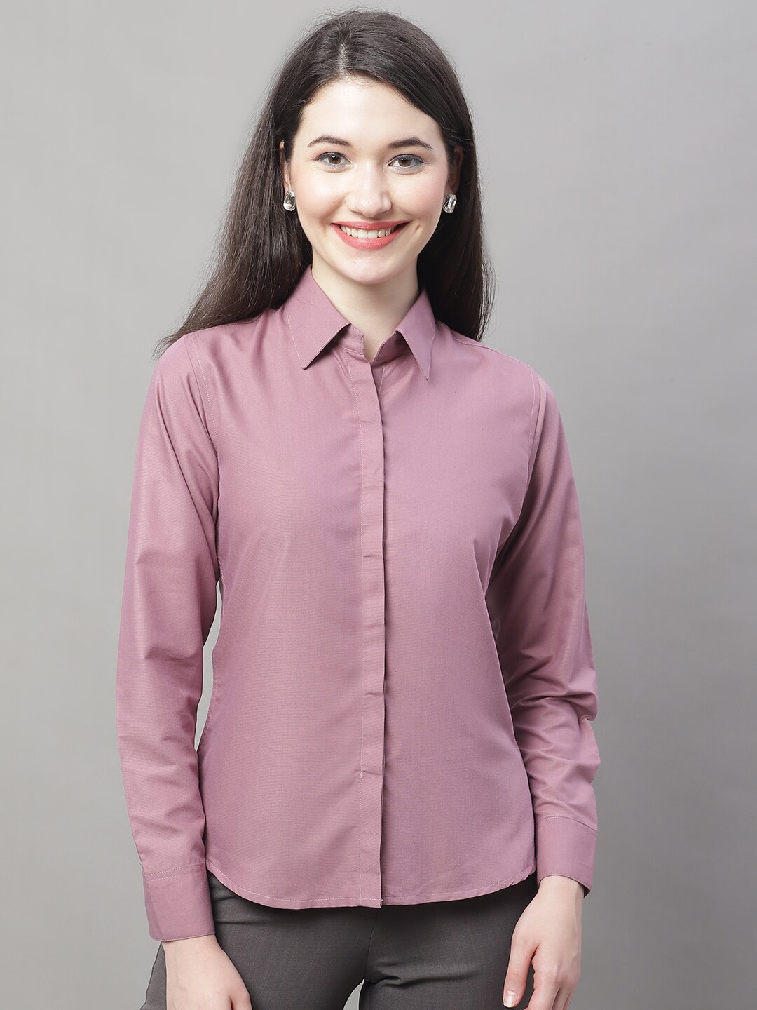 

JAINISH Spread Collar Opaque Casual Shirt, Magenta