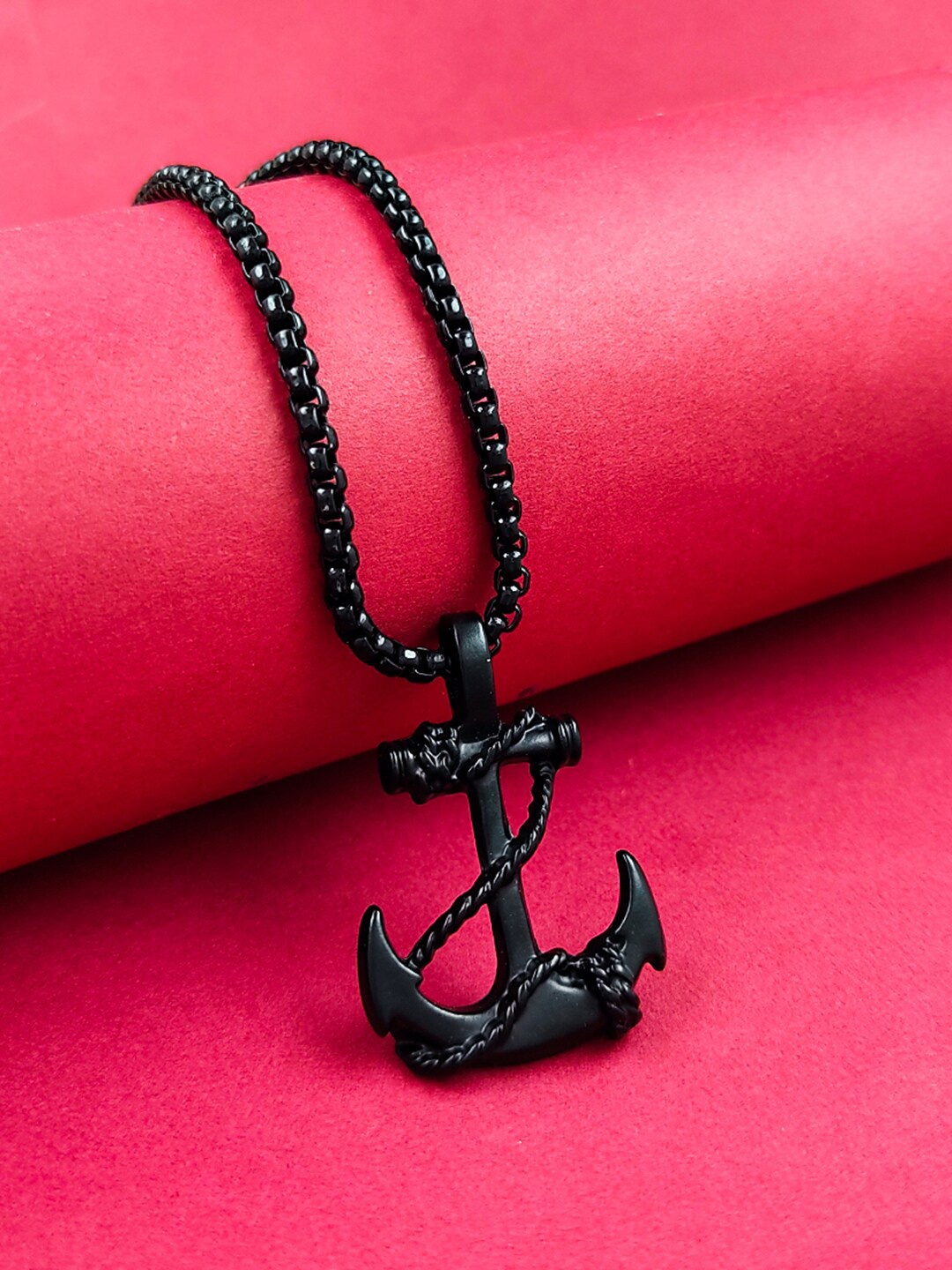 

Saizen Men Stainless Steel Pirate Pendant With Chain, Black