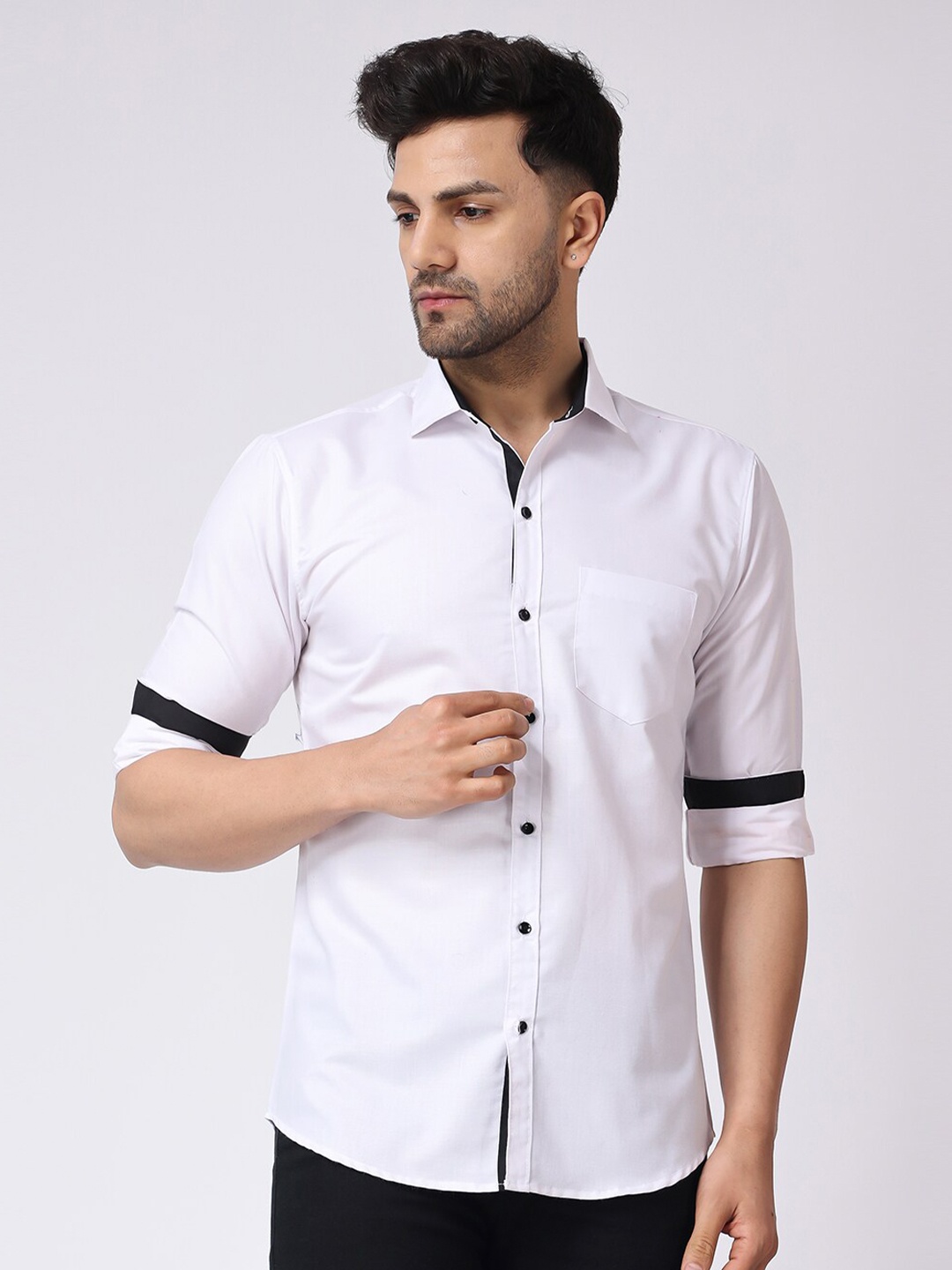 

Voroxy Spread Collar Long Sleeve Cotton Casual Shirt, White