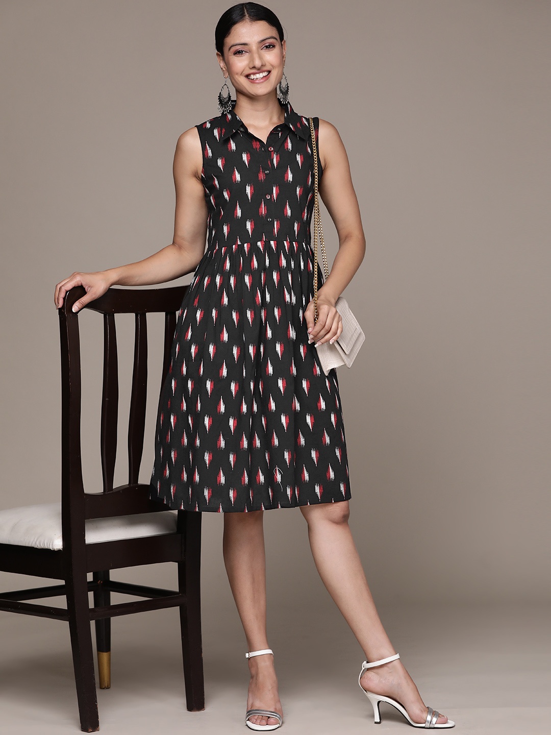 

Anubhutee Printed A-Line Dress, Black