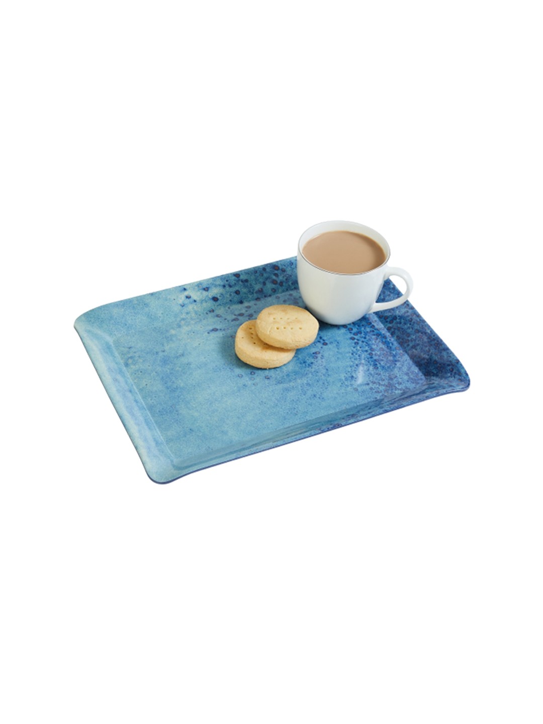 

Home Centre Meadows Solids Blue Printed Rectangular Serving Tray