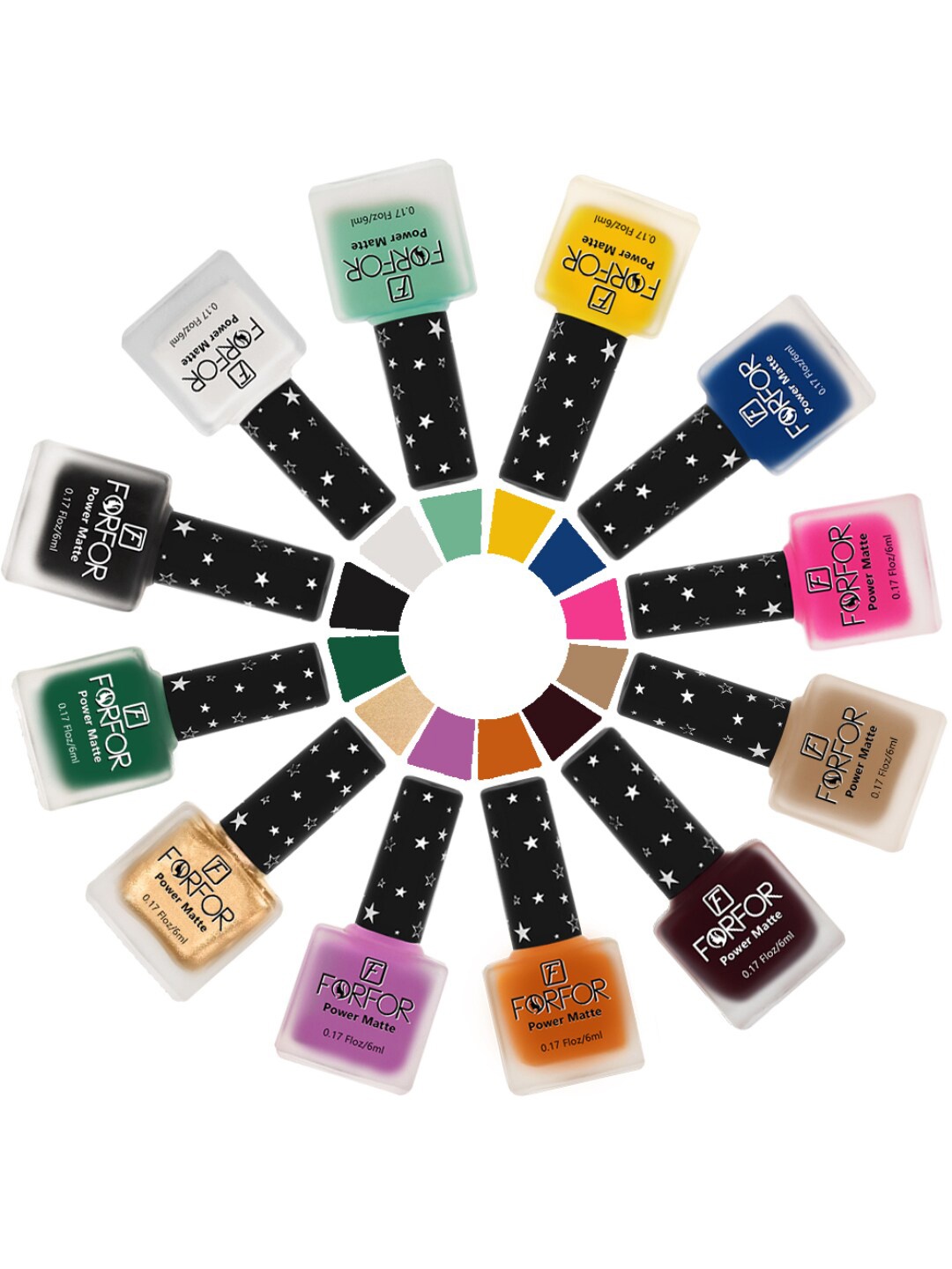 

FORFOR Set Of 12 Power Matte HD Colors Long Lasting Nail Polishes 6ml Each - Combo No. 28, Green