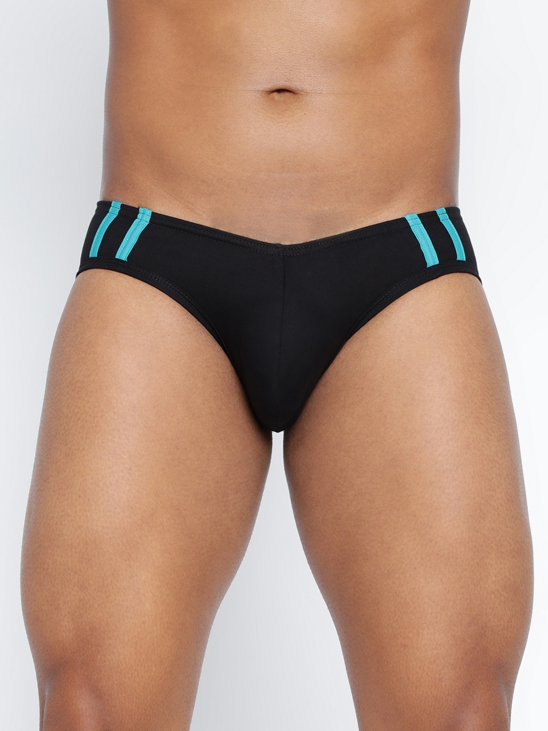 

BASIICS by La Intimo Striped Mid-Rise Basic Briefs, Black