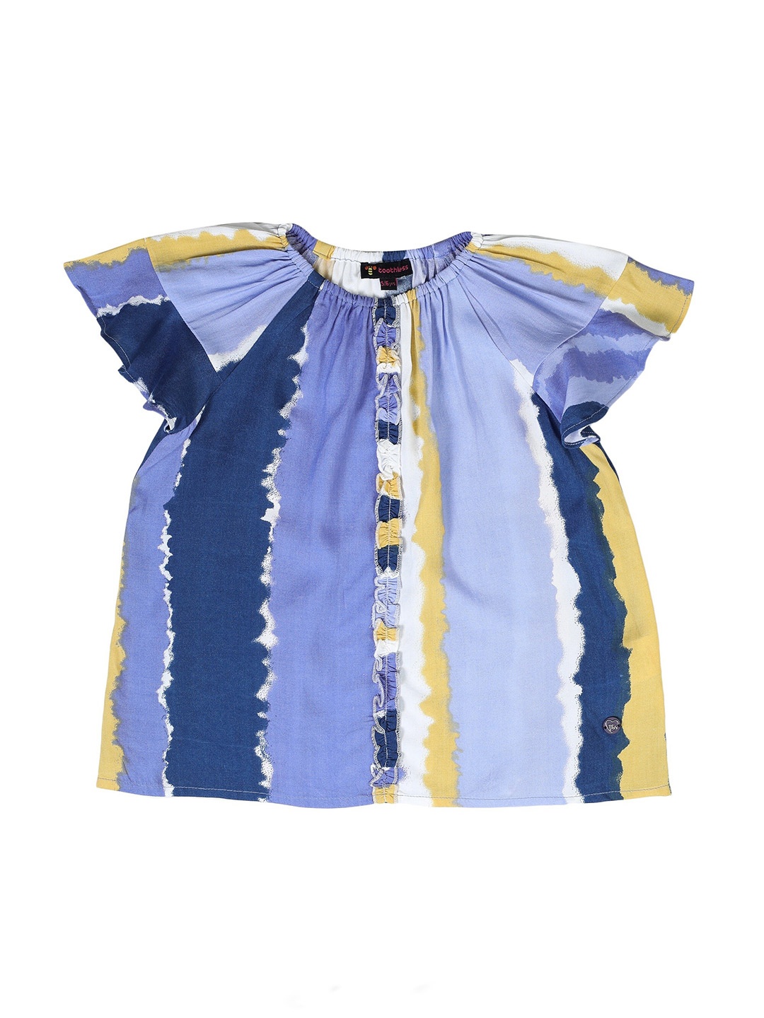 

toothless Girls Striped Round Neck Raglan Sleeves Regular Top, Blue