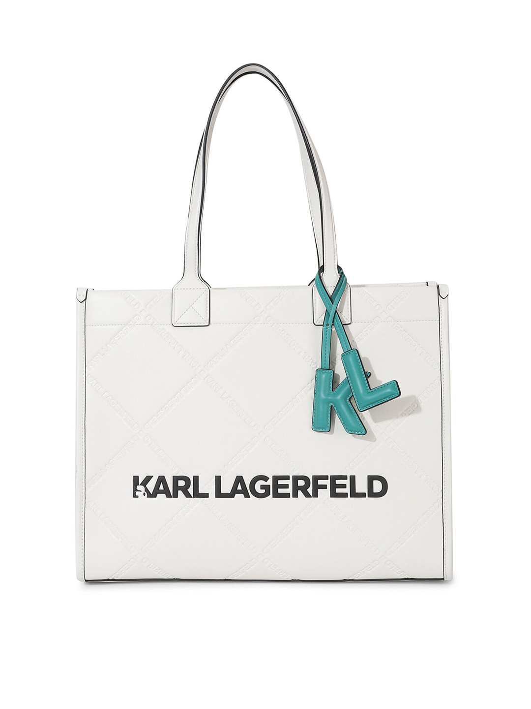 

Karl Lagerfeld Printed Leather Structured Shoulder Bag, White