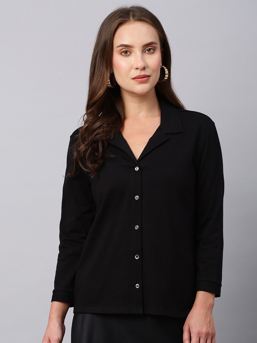 

Chemistry Pure Cotton Shirt Style Top, Black