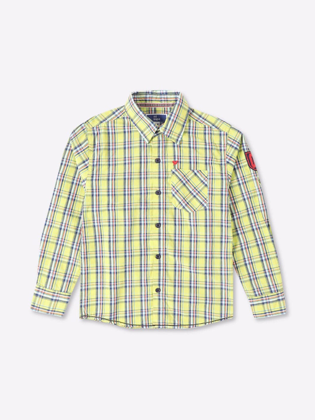 

612League Boys Classic Tartan Checked Cotton Casual Shirt, Yellow