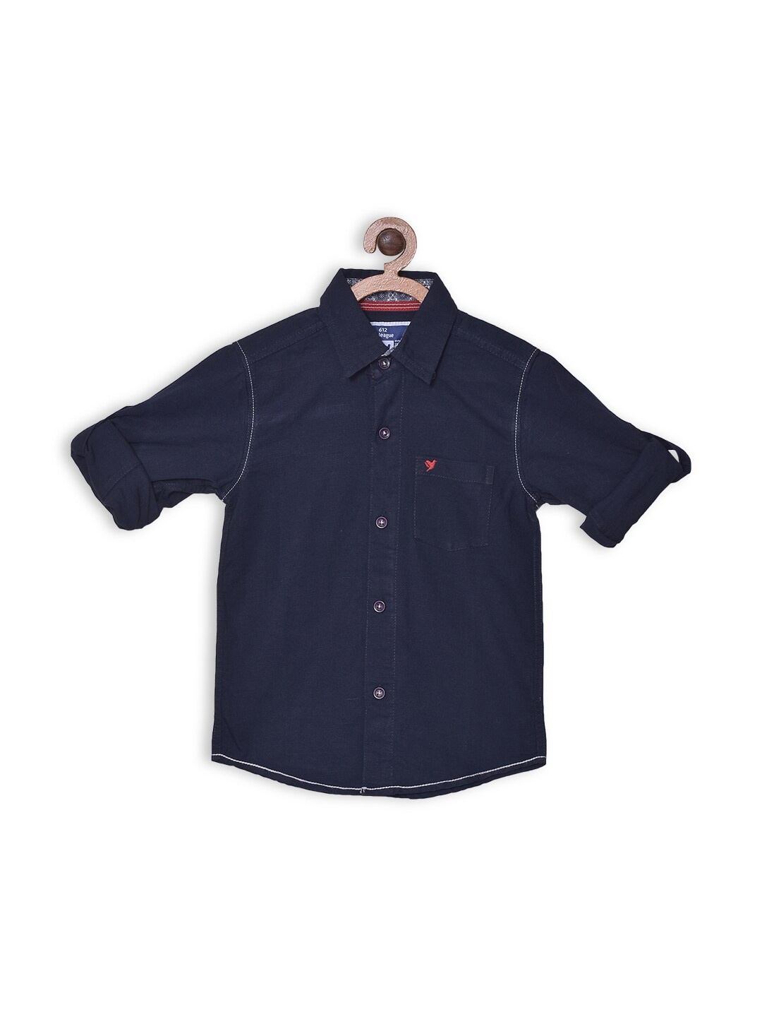 

612League Boys Classic Spread Collar Cotton Casual Shirt, Navy blue