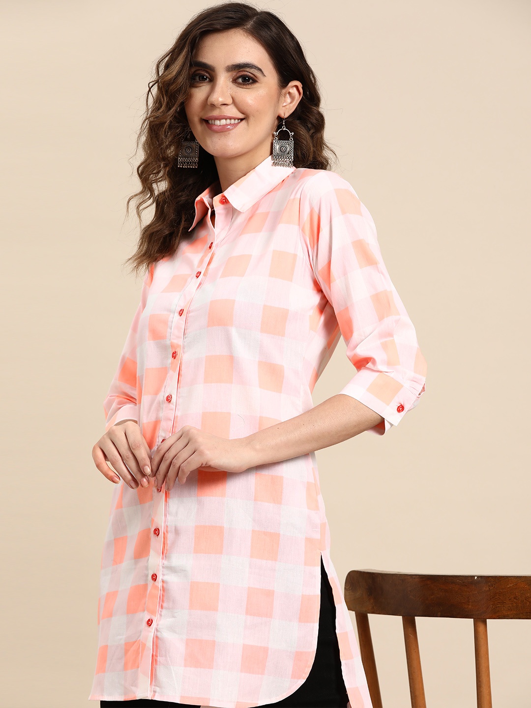 

Sangria Women Checked Cotton Pathani Kurta, White