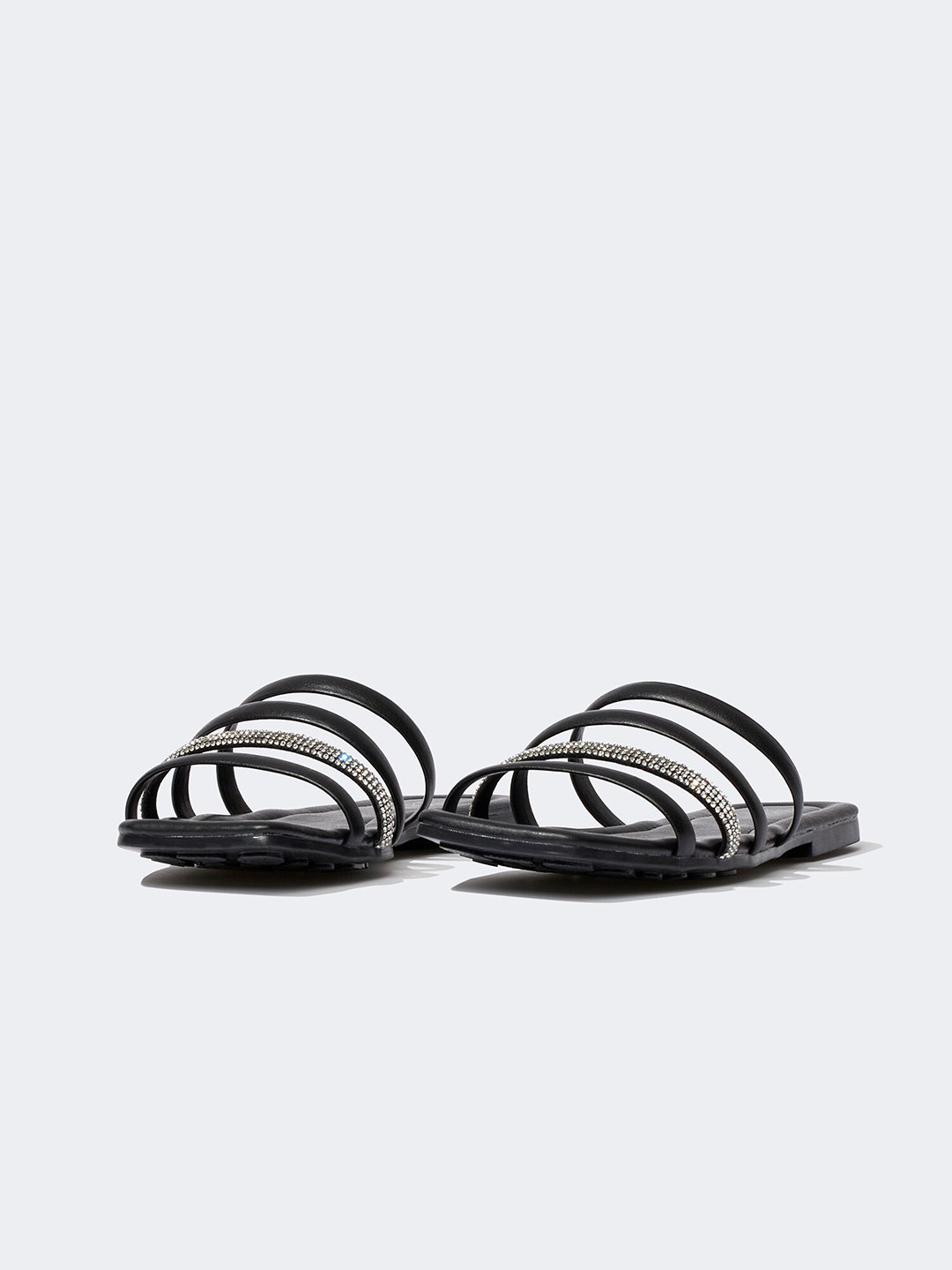 

DeFacto Women Embellished Open Toe Flats, Black