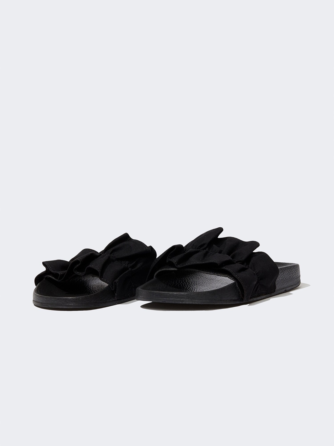 

DeFacto Women Pleated Open Toe Flats, Black