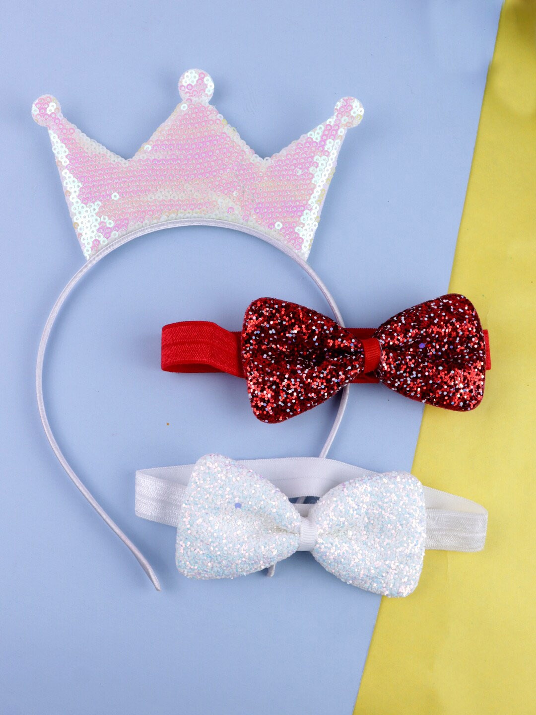 

VAGHBHATT Girls Set of 3 Embellished Hair Accessory Set, White