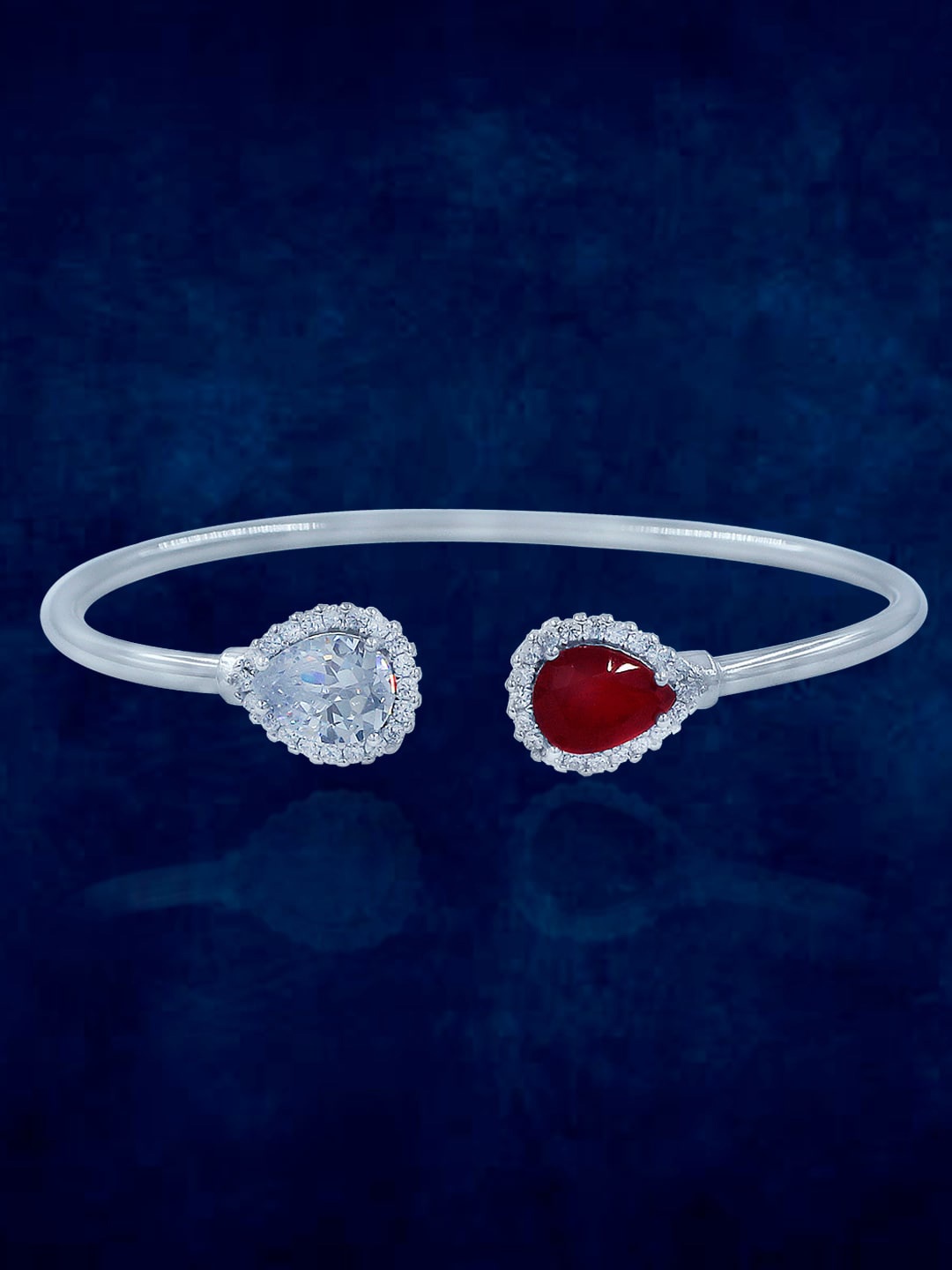

Taraash 9.25 Sterling Silver CZ Studded Pear Drop Bangle