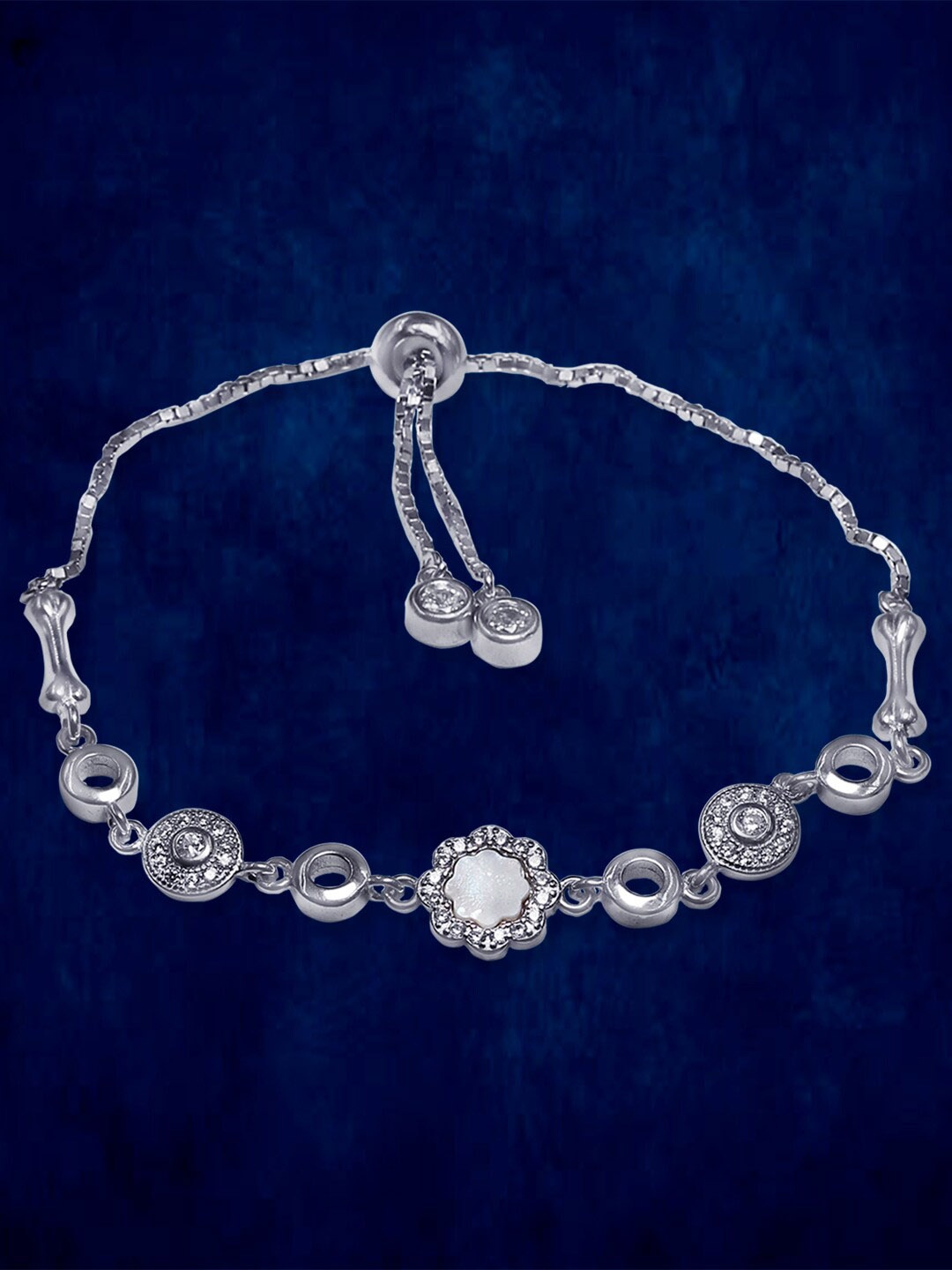 

Taraash Women Silver-Toned & White Sterling Silver Cubic Zirconia Wraparound Bracelet