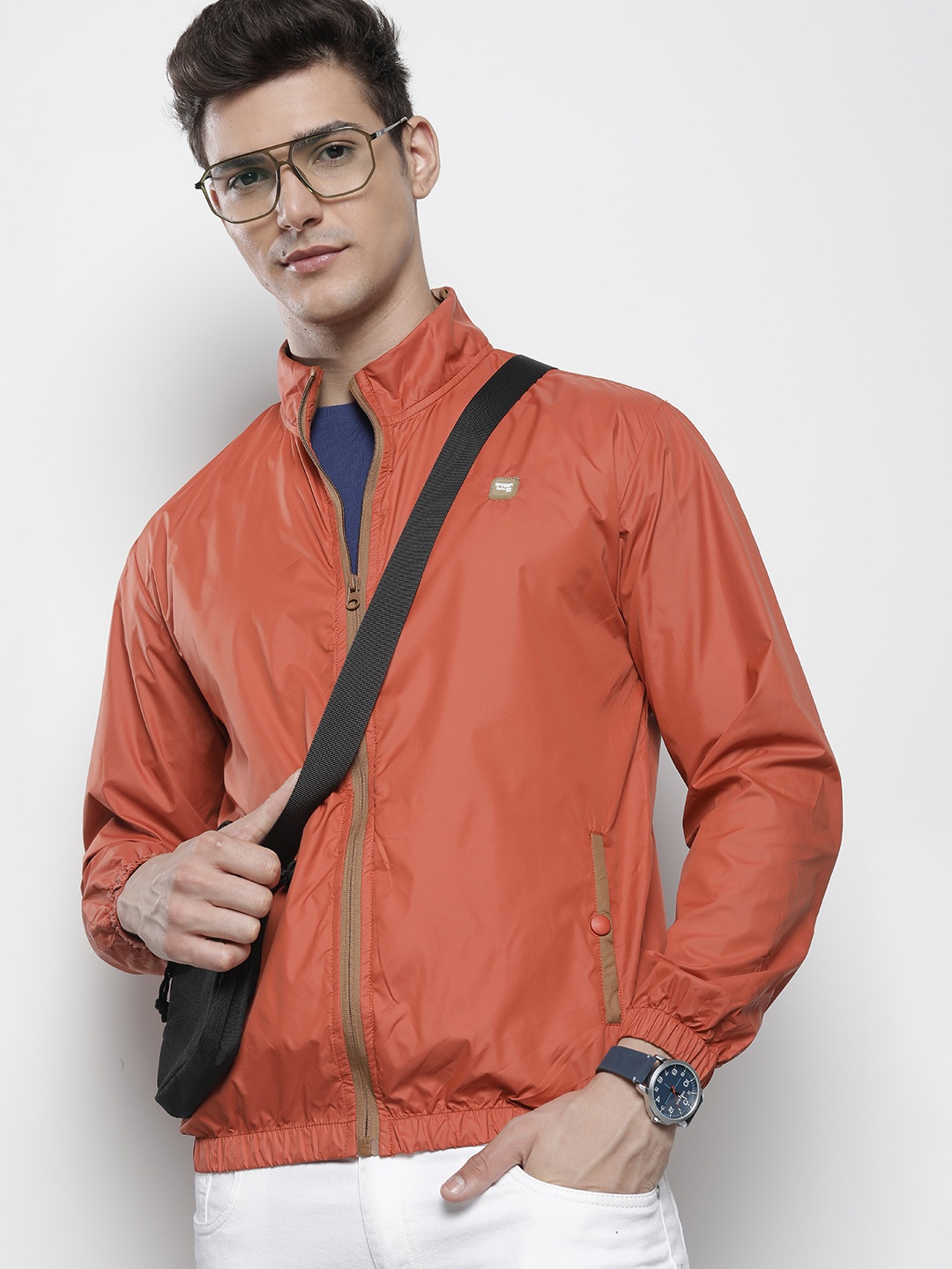 

The Indian Garage Co Men Windcheater Sporty Jacket, Rust