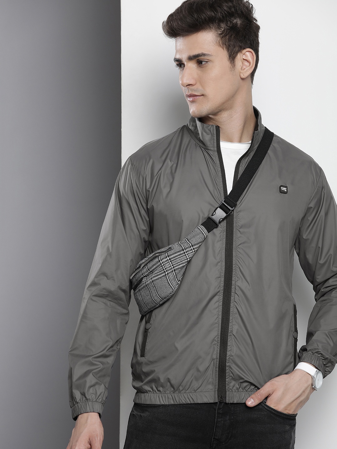 

The Indian Garage Co Men Windcheater Sporty Jacket, Grey