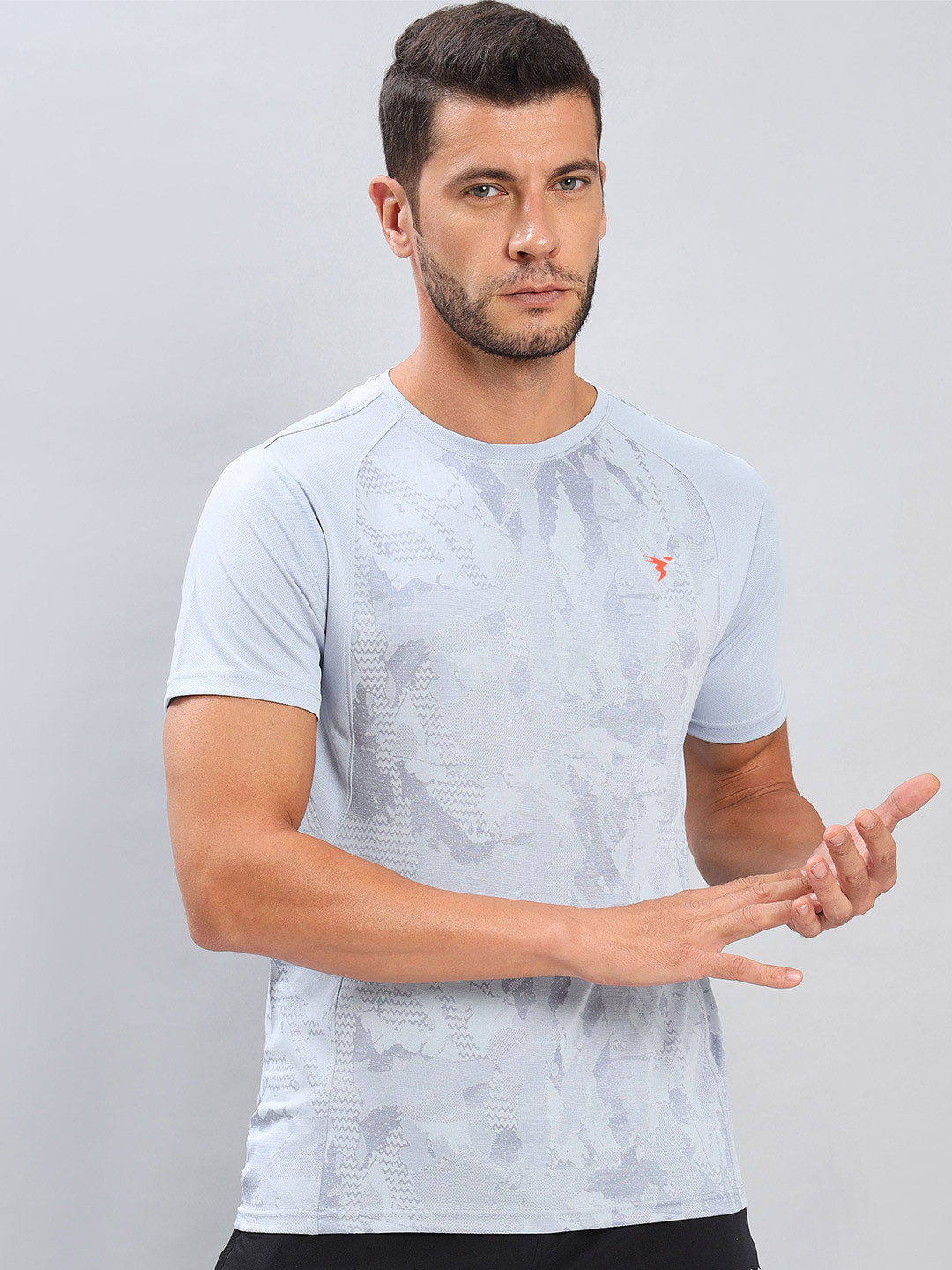 

Technosport Abstract Printed Antimicrobial Slim Fit Sports T-Shirt, Turquoise blue