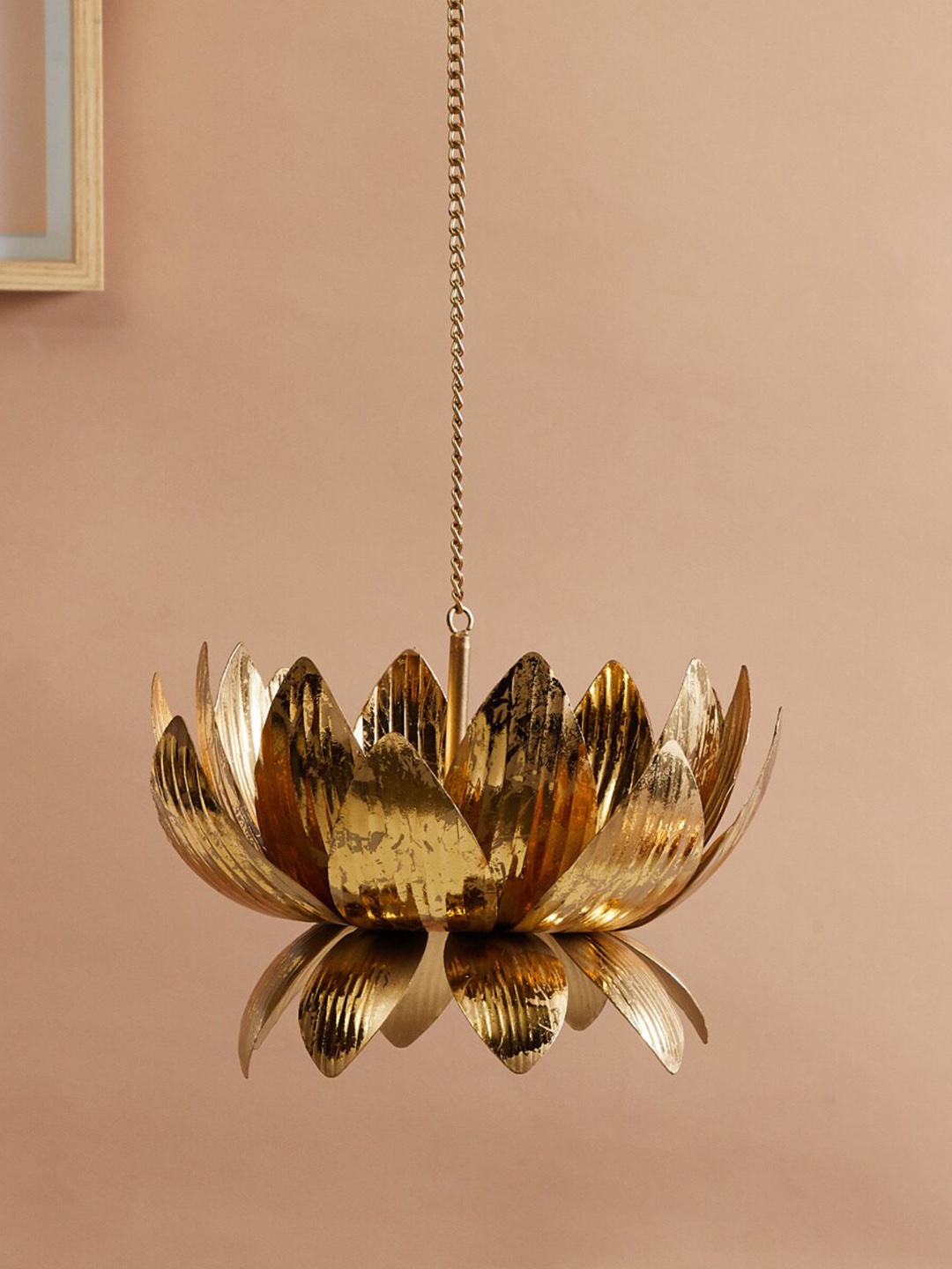

Home Centre Gold-Toned Textured Lotus Hanging Wall Accent