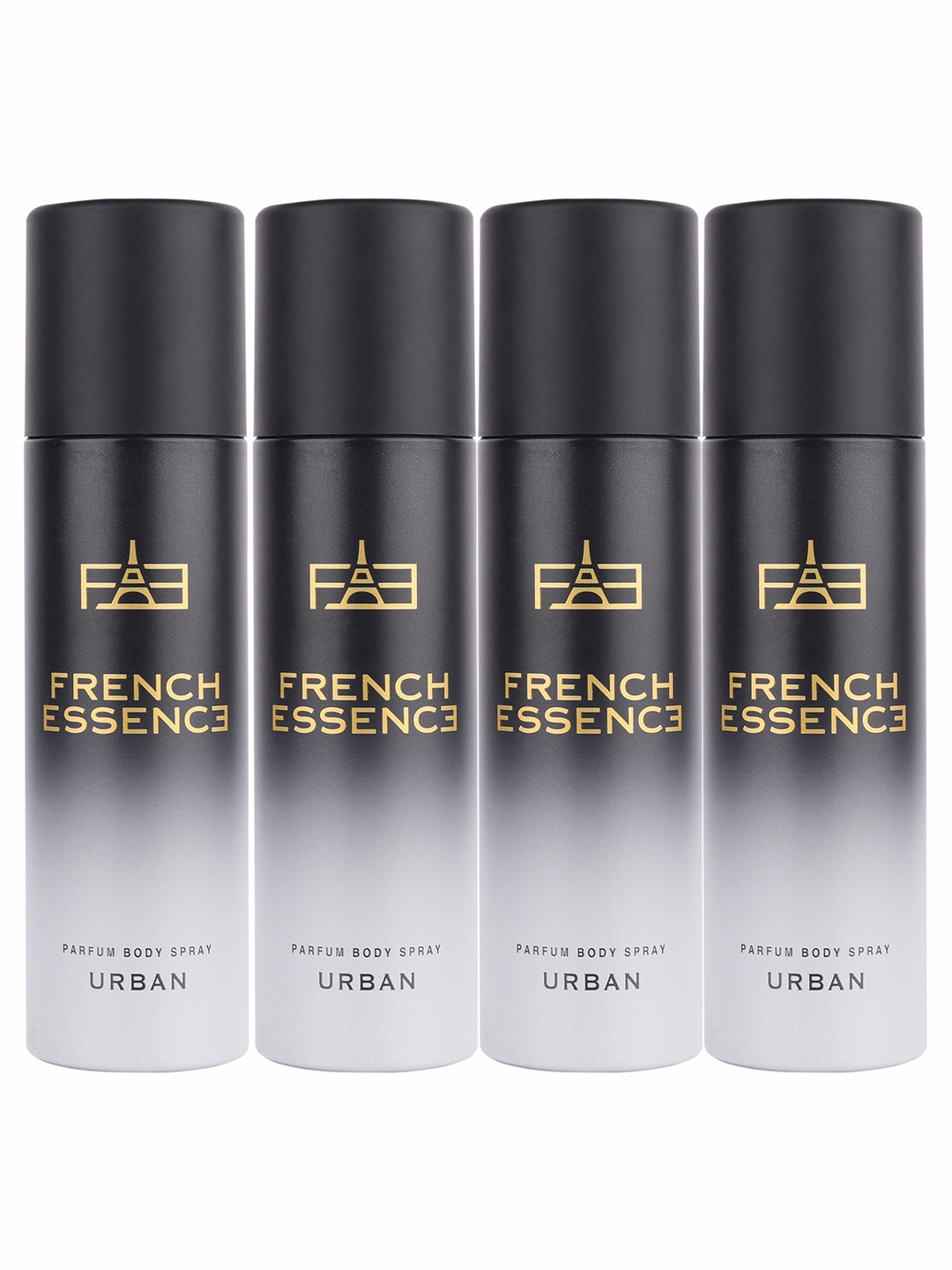 

FRENCH ESSENCE Men Set Of 4 Urban Long Lasting No Gas Deodorants - 120ml Each, Black