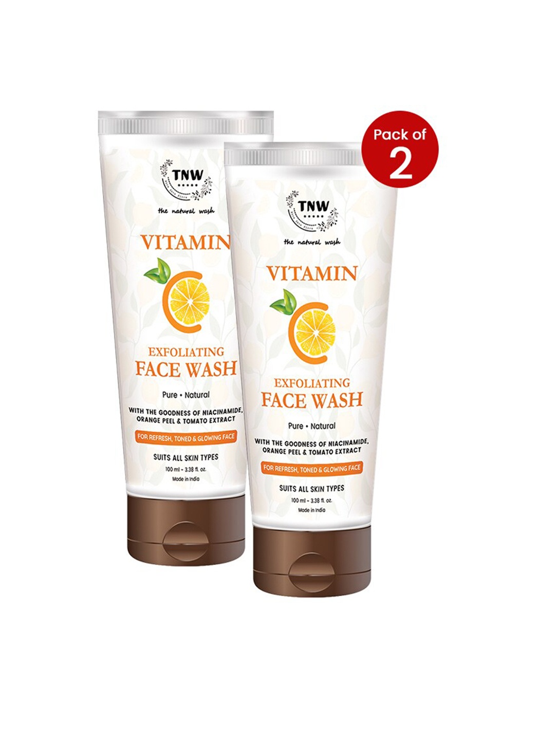 

TNW the natural wash Set Of 2 Vitamin C Exfoliating Face Washes-100ml Each, Yellow