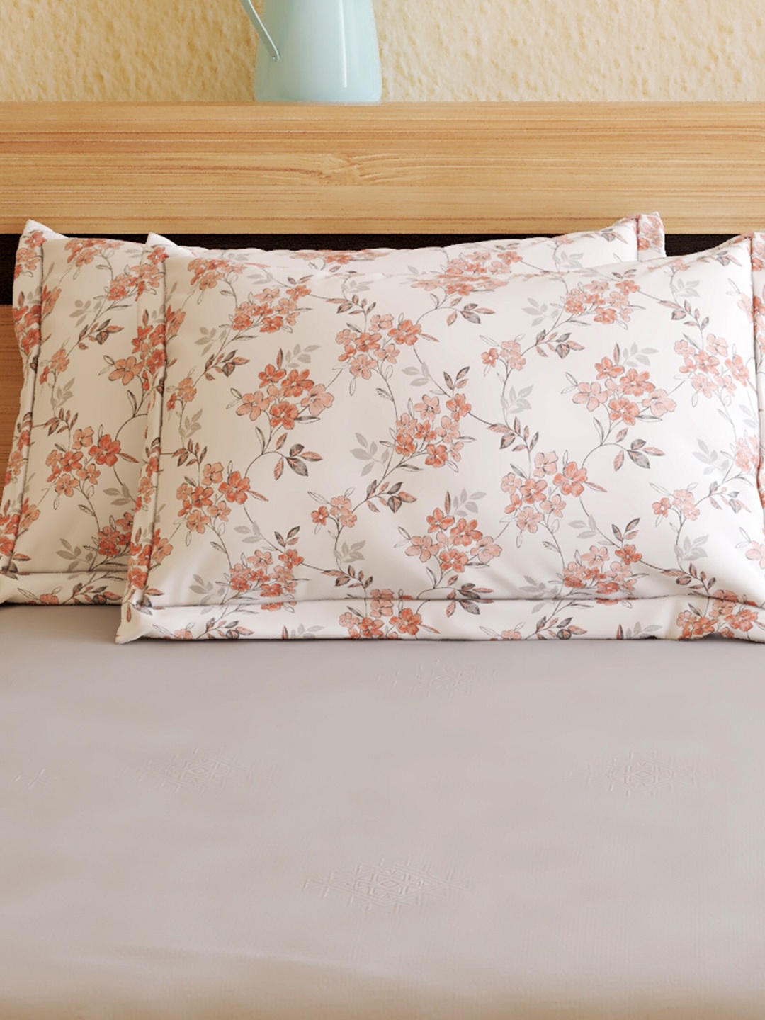 

Home Centre Colour Refresh White & Brown 2-Pieces Printed Cotton Pillow Covers