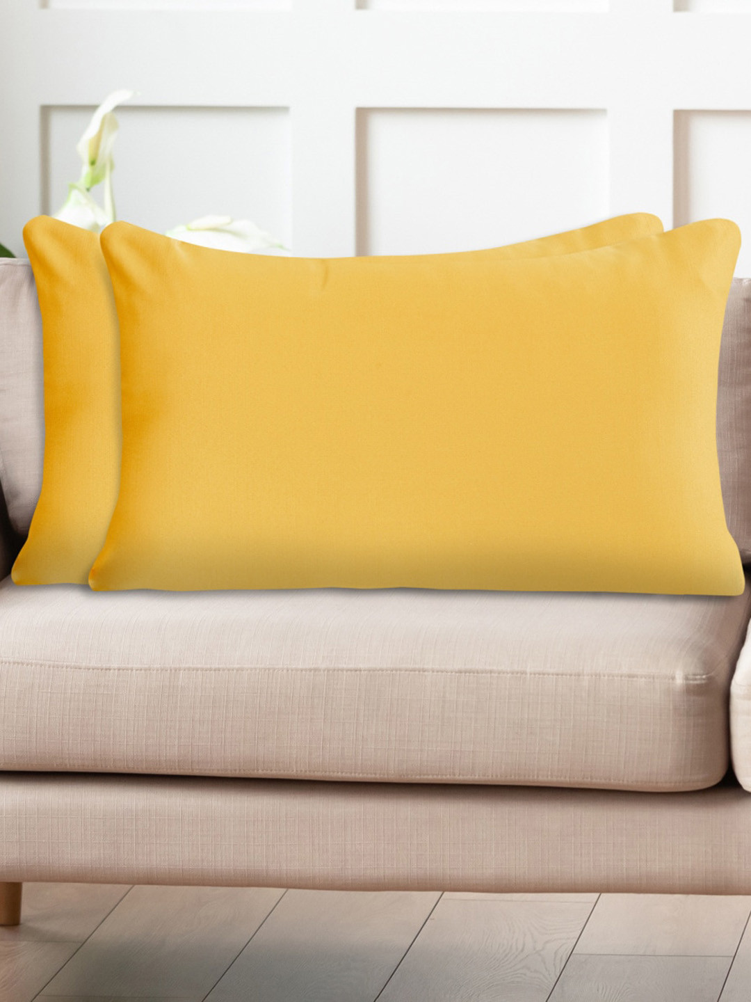 

Home Centre Yellow 2 Pieces Cotton Pillow Covers