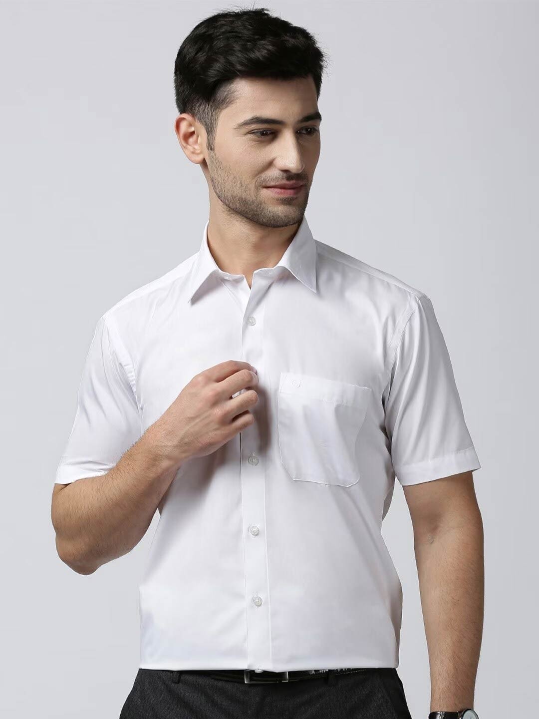 

Kryptic Contemporary Spread Collar Pure Cotton Casual Shirt, White