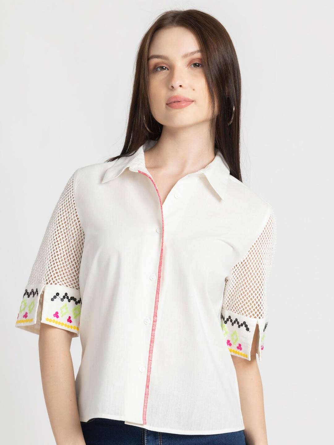 

SHAYE Classic Fit Pure Cotton Party Shirt, White