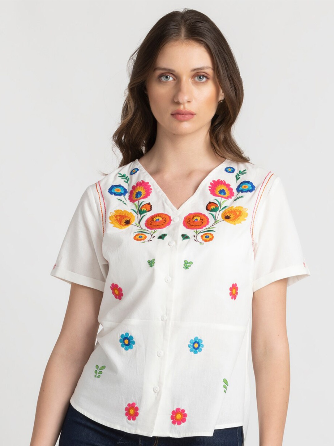 

SHAYE Classic Fit Pure Cotton Casual Shirt, White