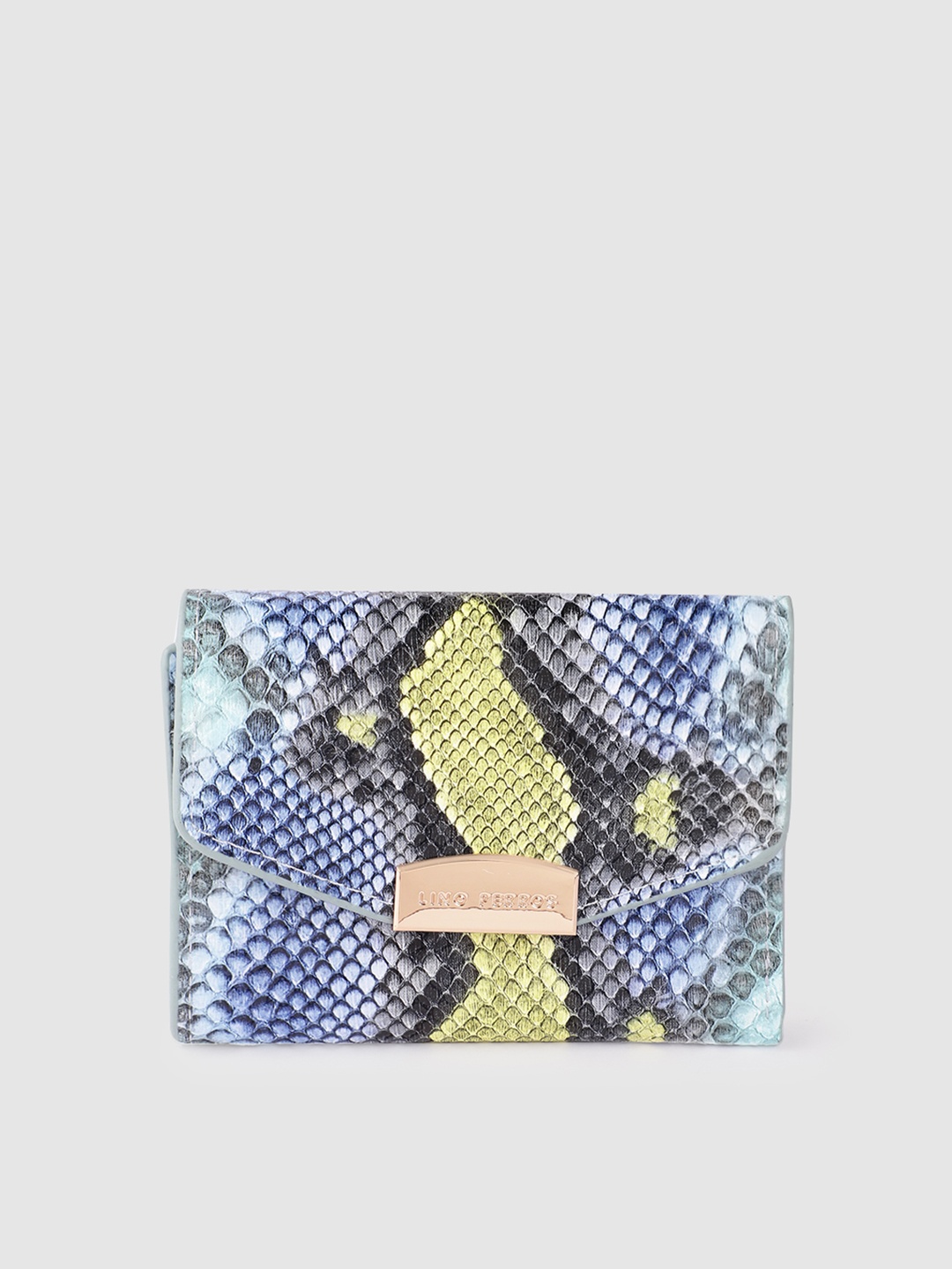 

Lino Perros Women Snake Skin Textured Three Fold Wallet, Blue