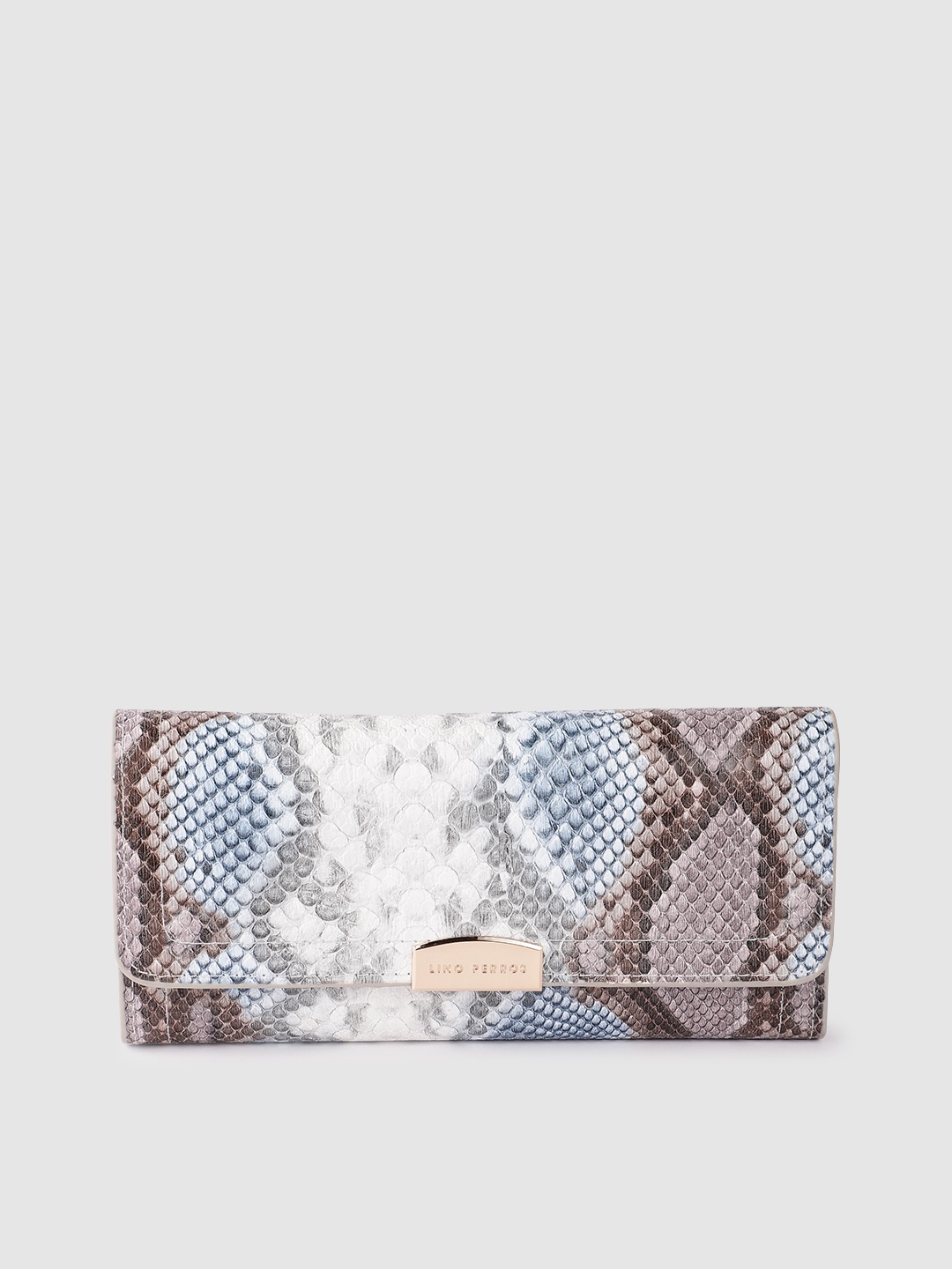 

Lino Perros Women Snake Skin Textured Three Fold Wallet, Grey