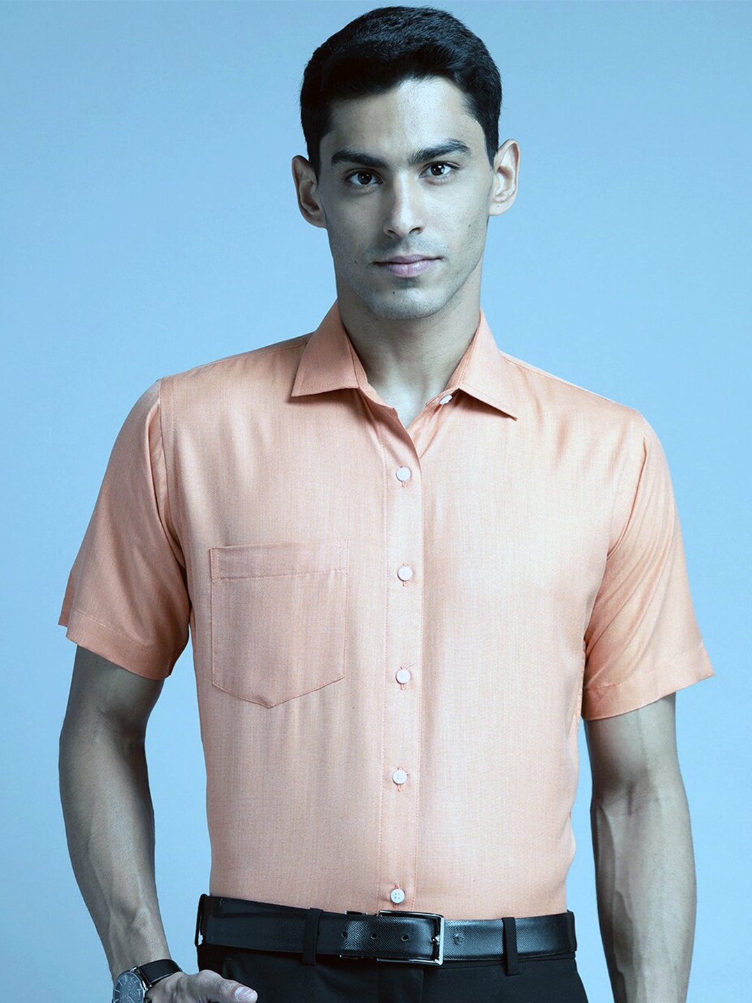 

Shaftesbury London Classic Spread Collar Slim Fit Cotton Formal Shirt, Orange
