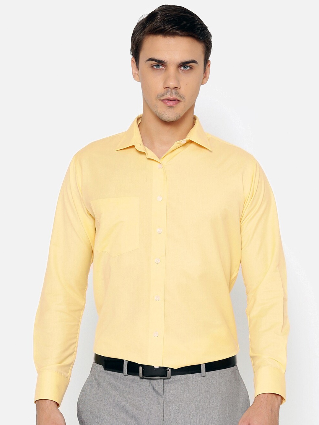 

Shaftesbury London Classic Spread Collar Slim Fit Cotton Formal Shirt, Yellow