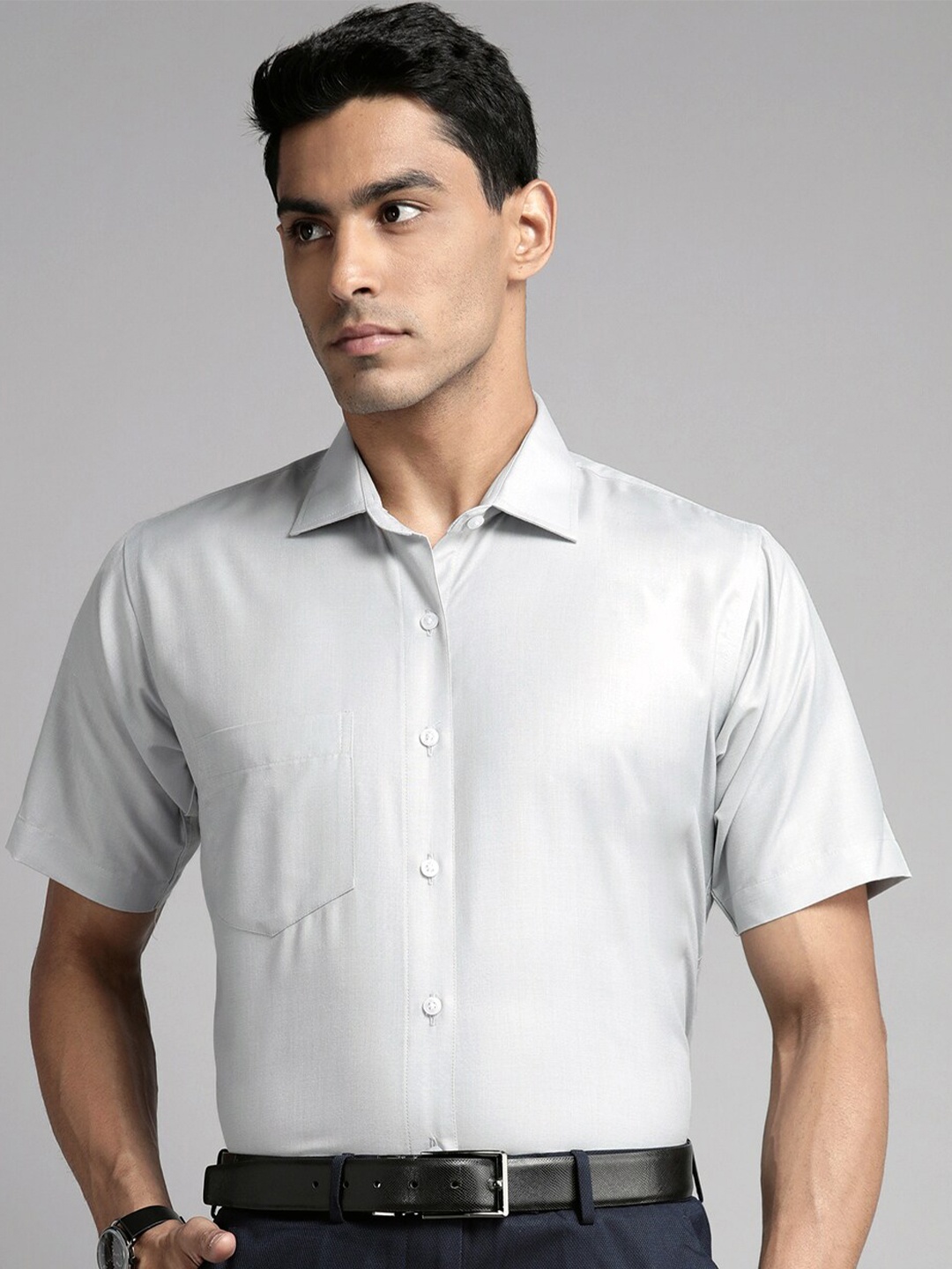 

Shaftesbury London Spread Collar Classic Slim Fit Cotton Formal Shirt, Grey