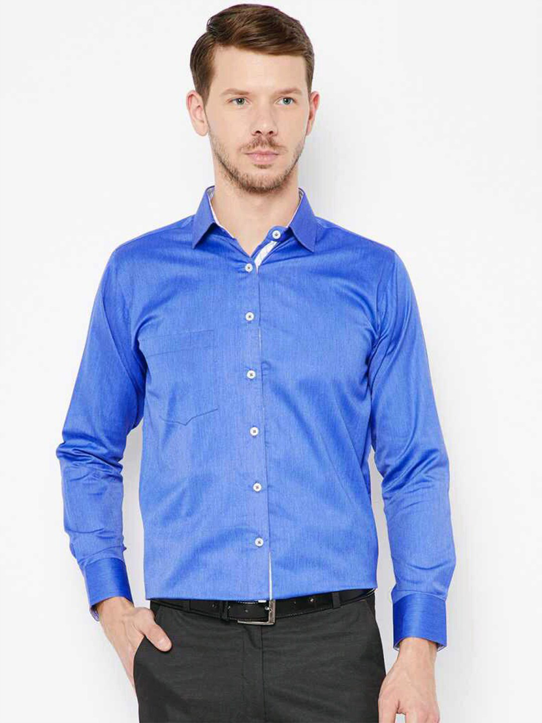 

Shaftesbury London Classic Slim Fit Cotton Formal Shirt, Blue