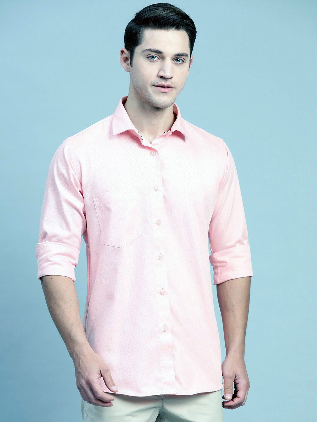 

Shaftesbury London Spread Collar Oxford Cotton Slim Fit Casual Shirt, Pink