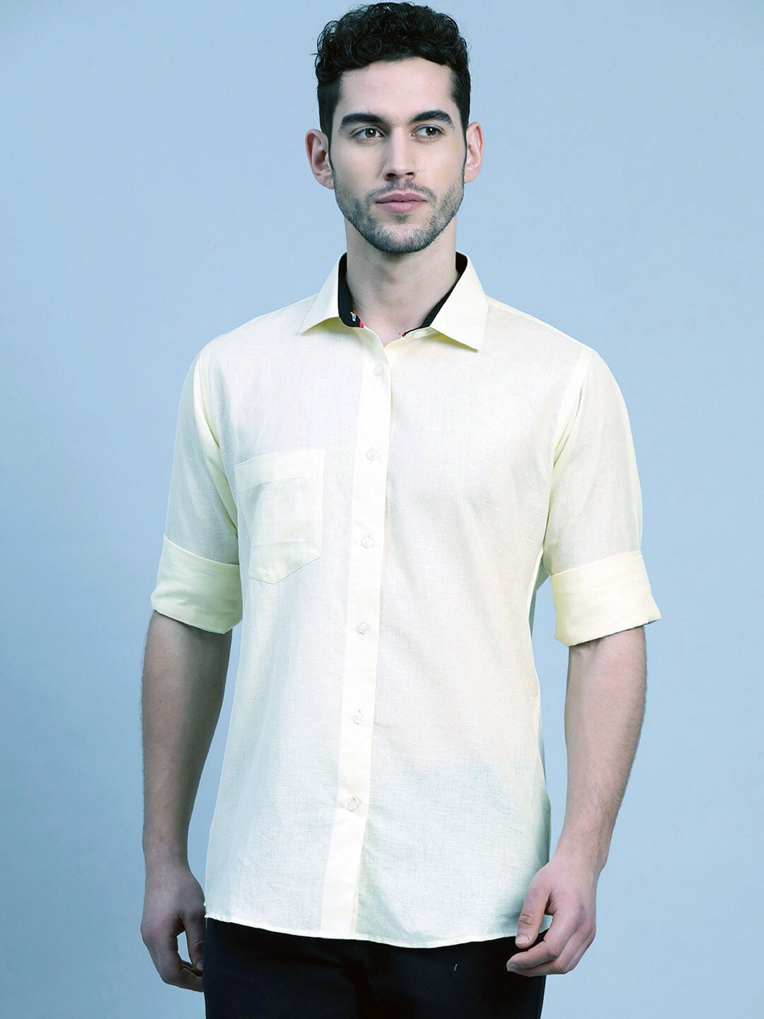 

Shaftesbury London Spread Collar Oxford Cotton Slim Fit Casual Shirt, Yellow