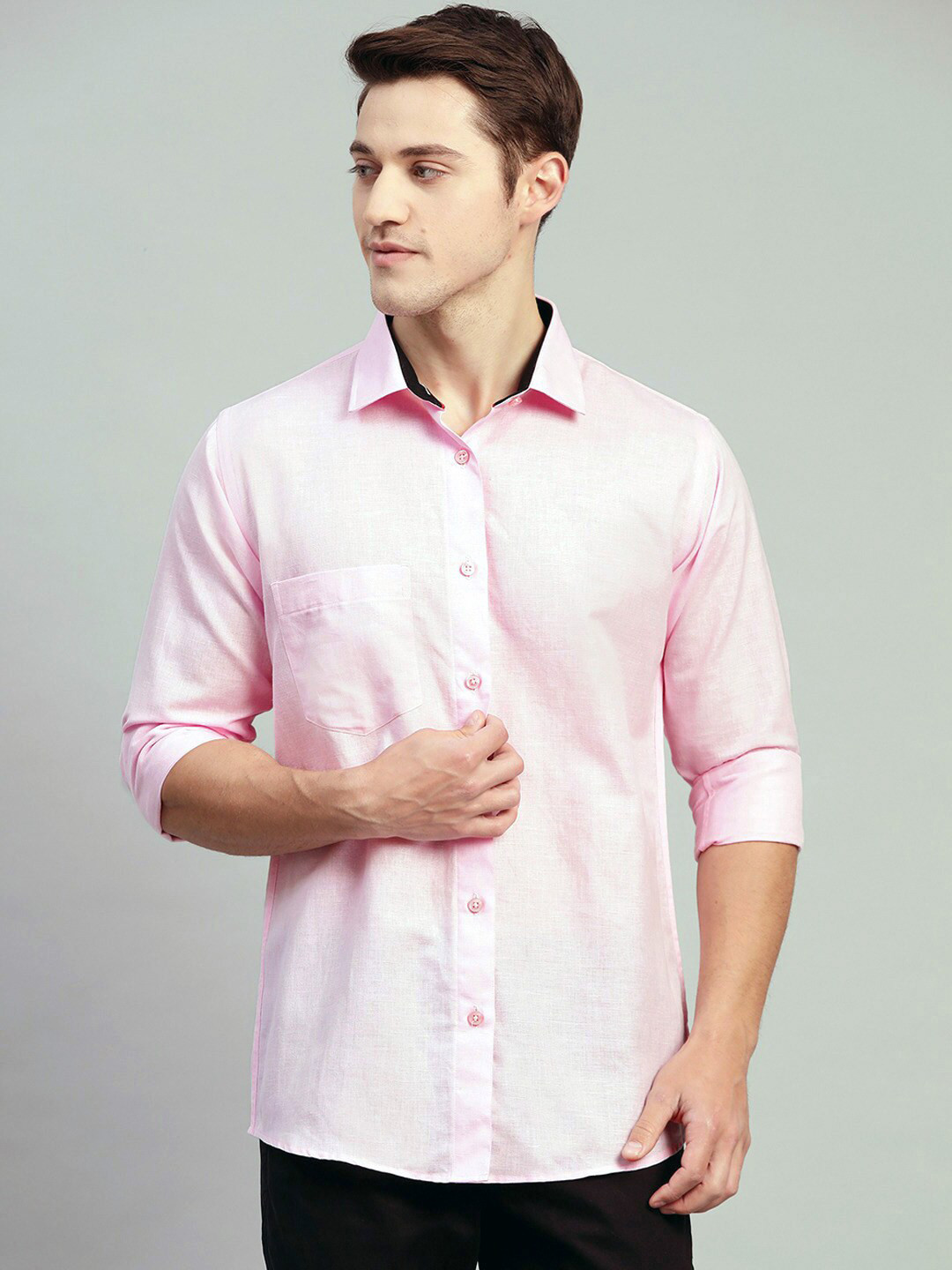 

Shaftesbury London Spread Collar Oxford Cotton Slim Fit Casual Shirt, Pink