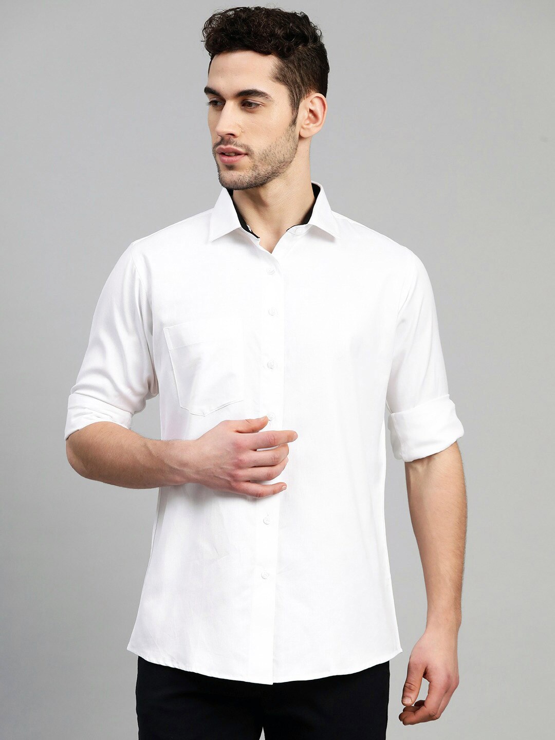 

Shaftesbury London Spread Collar Oxford Cotton Slim Fit Casual Shirt, White