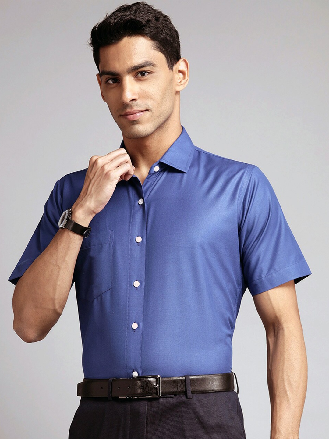

Shaftesbury London Spread Collar Oxford Cotton Slim Fit Formal Shirt, Blue