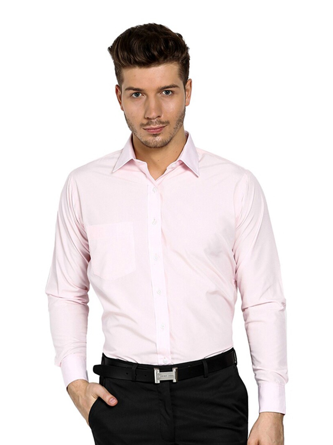

Shaftesbury London Men Pink Classic Slim Fit Sheer Formal Shirt